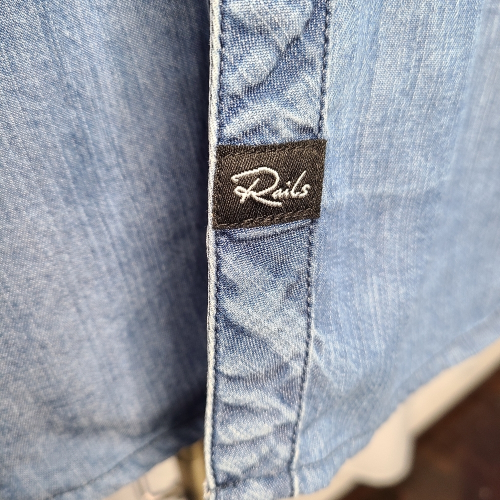 RAILS "Harper" Chambray & Denim Plaid Button Down Shirt - Picture 5 of 8